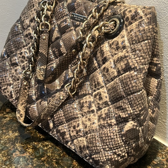 KATE SPADE Gold Coast Maryanne quilted snake print chain strap handbag purse - Picture 3 of 8